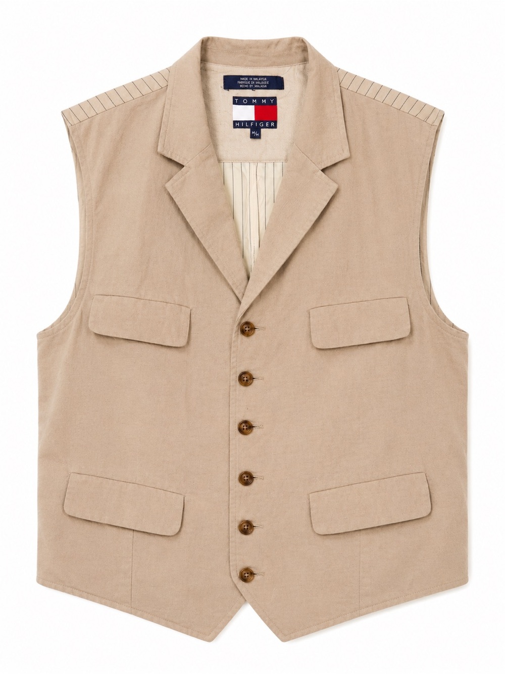 Tommy Hilfiger Men's Tan Cotton Button-Front Vest